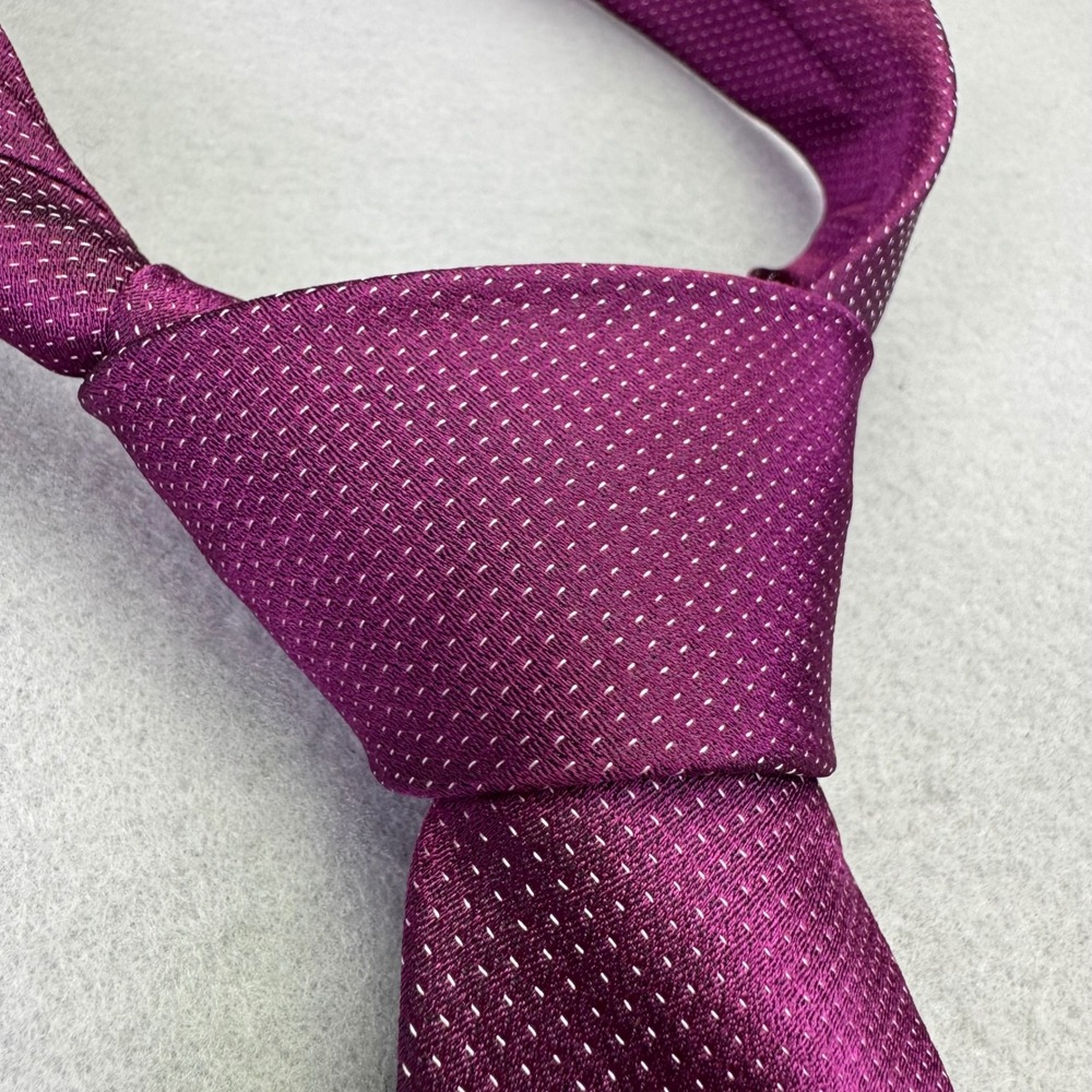 Calvin Klein Men's Silk‎ Tie Purple Burgundy Micro Dot Formal Business Necktie